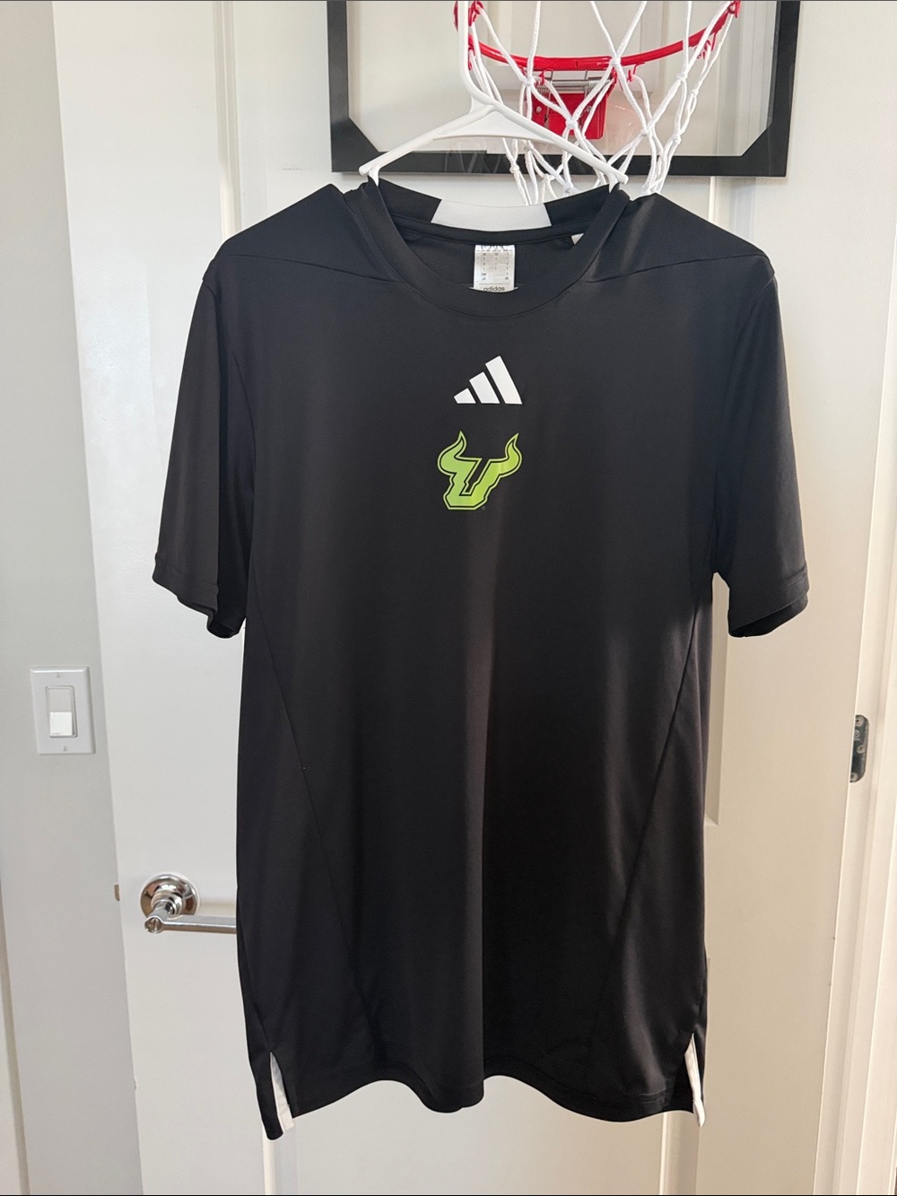 Adidas Men's Black Performance Tee with Green Logo
